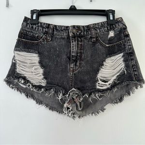 distressed denim shorts